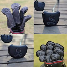 Golf Club Driver Fairway Wood Hybrid Iron Putter Head Cover Black CrossBone - $372.23 MXN+