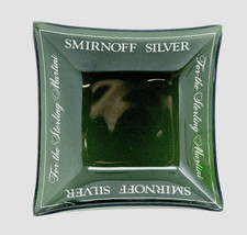 Vintage Glass Smirnoff Silver Ashtray Candy Dish Trinket Tray Advertising Promo - £7.09 GBP