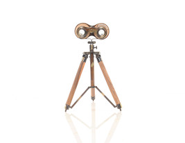 8&quot; X 8&quot; X 11&quot; Wood Brass Binocular On Stand - $250.15