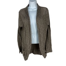 EyeShadow Lace Detail Open Front Cardigan Sweater Large Polyester &amp; Cotton Taupe - $23.13