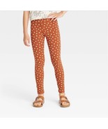 2 NWT Cat &amp; Jack Girls Leggings Full Waistband Elastic Orange Polka Dot ... - $15.03 CAD