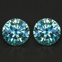 Loose Moissanite Pair Blue Color Round Brilliant Cut Best For Earrings - £123.04 GBP