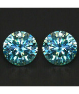 Loose Moissanite Pair Blue Color Round Brilliant Cut Best For Earrings - £120.39 GBP