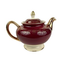 VTG Homer Laughlin Lady Stratford China 5 Cup Teapot with Lid Maroon 22KT Gold - £24.22 GBP