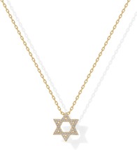 14K Gold Plated Star of David Pendant Necklace for Women Cubic Zirconia Dainty R - £23.98 GBP