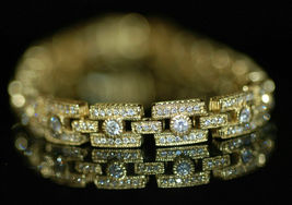 5.40ct Round Brilliant Cut Diamond Link 18k Yellow Gold Over Bracelet 7.5&quot; - £149.33 GBP