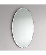 Frameless Wall Hanging Mirror, Mid-Century, Oval, Vertical, Distressed - £47.66 GBP