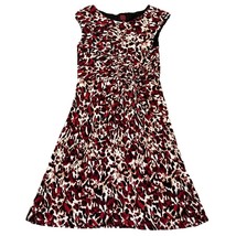 212 Collection Dress Medium Red Black White Tan Polyester Spandex Sleeveless - £12.21 GBP