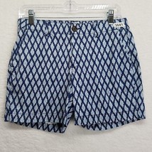 Gap Womens City  Shorts Size 0 Navy Blue Geometric Print Flat Front Stretch - £13.99 GBP