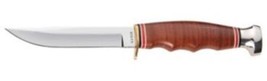 Kabar 1232 Leather Handled Hunter 4in Blade Fixed Blade Stainless Steel - £46.93 GBP