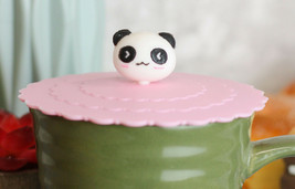 Set Of 4 Pink Giant Panda Reusable Silicone Coffee Tea Cup Cover Lids Ai... - £11.84 GBP
