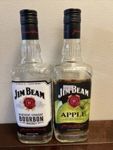 Jim Beam Kentucky Straight Bourbon Whiskey AND Apple Empty Bottles 750ml LOT 2 - $14.84