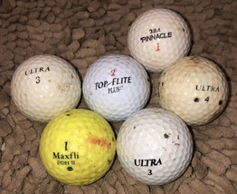 Pinnacle 384, Top Flite, Maxfli, &amp; Ultra Lot Of 6 Golf Balls - £7.51 GBP