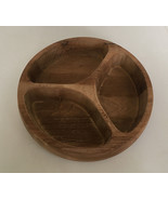 Vintage dansk teak wood bowl divided 3 compartment nut snack serving  bowl - £27.20 GBP