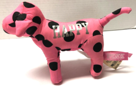 Victoria&#39;s Secret Pink Black Dots 7&quot; Happy Plush Dog Pup Figure - £9.41 GBP