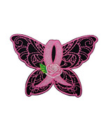Awareness Ribbon Breast Cancer Butterfly 4 Embroidered Iron On Patch 3.8... - $10.87
