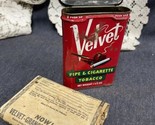 Vintage Velvet Pipe And Cigarette Tobacco Tin Flip Lid Style Empty W/pap... - $11.88