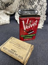 Vintage Velvet Pipe And Cigarette Tobacco Tin Flip Lid Style Empty W/paper Liner - £9.32 GBP