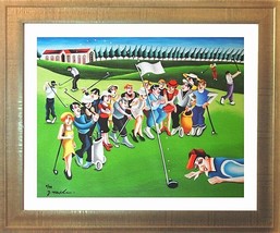 Yuval Mahler-&quot;Playing Golf&quot;-Framed Limited Edition Giclee/Canvas/Hand Signed/LOA - £218.25 GBP