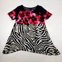 Isabel Dress Black Floral Half Zebra Print Large - $14.99