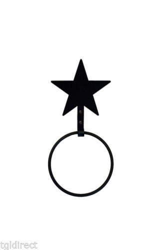 Wrought Iron Towel Ring Star Bathroom Kitchen Home Decor Accent Hanger Rack - $16.44