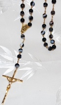Black Sardonyx Rosary- Genuine Natural Beads - £18.75 GBP