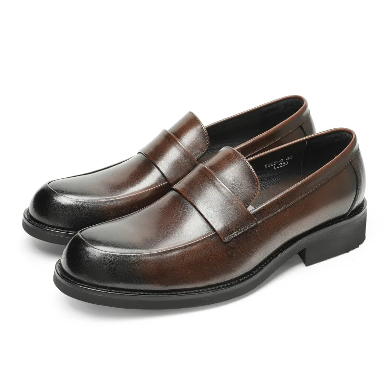 Men&#39;s  Shoes Leather Round Head hide Slip-on Business Formal Large Size Dress Ma - £121.59 GBP