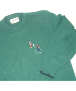 Vtg CARMEL Golf Sweater Green L Embroidered Dad Father&#39;s Gift preppy kit... - $29.63