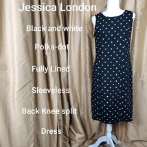 Jessica London Black &amp; White Polka-dot Dress Size 12 - £12.64 GBP