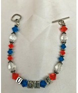 FLORIDA GATORS BLUE ORANGE BEADED LETTER BRACELET CRYSTAL U  of  F - $14.85