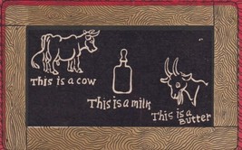 Slate Comics Blackboard Greeting This Is A Cow Milk Butter Postcard B23 - £2.38 GBP