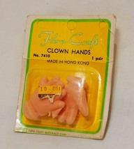 Clown Hands 1 Pair 1.5" Plastic  New Old Stock Fibre Craft 7410 Caucasian - $10.99