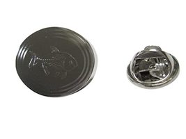 Silver Toned Oval Etched Piranha Pirana Fish Lapel Pin - £15.71 GBP