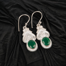 Green Onyx Gemstone 925 Silver Earring Handmade Jewelry Earring 1.81&quot; - £10.52 GBP