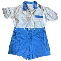Rare Vtg 1940s Deadstock Boys 2-Piece Shorts Set Blue Sz 5 American Pick... - $43.56