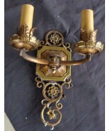 Gorgeous Antique Spanish Colonial Revival Dual Light Sconce Fixture - Ir... - $7,482.68 MXN