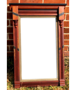 1920s Federal Mahogany Split Pillar Column Mirror 31&quot; Wooden Carved Wall... - $494.99