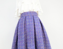 Purple PLAID Pleated Skirt Winter Pleated Plus Size Plaid Skirt Pockets image 4