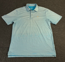Straight Down Golf Polo Shirt Blue Yellow Striped Men&#39;s Size Large - $19.74