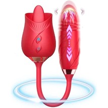 Rose Sex Toy Vibrator For Woman - 3 In 1 Clitoral Stimulator Tongue Licking Thru - £33.66 GBP