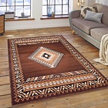 Rugs Area Rugs Carpets 8X10 Rug Large Floor Bedroom Southwestern Brown 5x7 Rugs - £103.11 GBP+