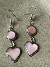 Long Round &amp; Heart Shaped Light Pink Mother of Pearl in Nonmagnetic Silver Frame - £17.79 GBP