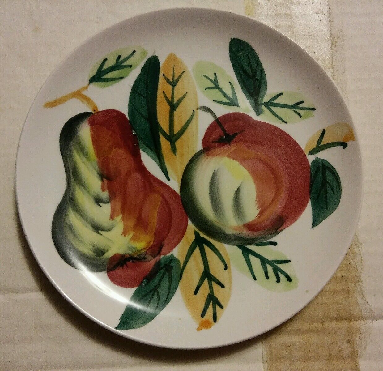 029 7 Inch Hand Painted Plate Apple &amp; Pear Design Vintage? - $7.99