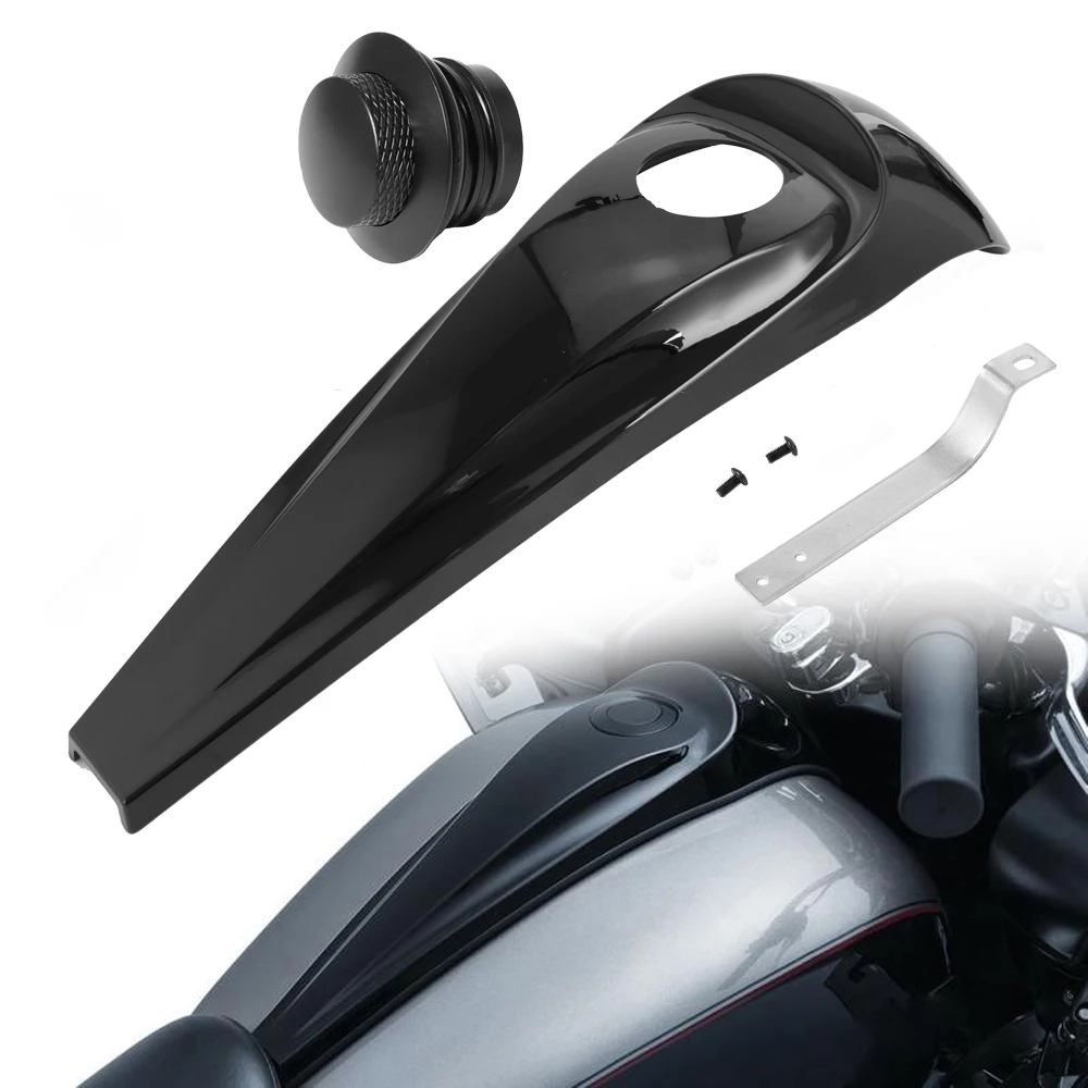 Le matte gloss black smooth dash fuel console gas tank cap cover for harley touring cvo thumb200