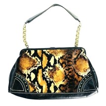 Kate Landry Purse Western Style Faux Animal Hide Snap Clutch Handbag 12&quot; x 7&quot; - £13.33 GBP