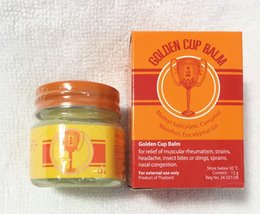 6 Pcs Thai Golden Cup Balm Muscle Pain, Menthol, Eucalyptus Oil 12g./4oz - £76.03 GBP