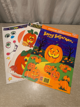 Halloween Window Clings Vintage Jack O Lantern Pumpkin Lot 3 Unused Shee... - $10.59