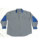 Vintage Plaid Elbow Patch Shirt Button Blue Long Sleeve Large Marciano G... - £19.02 GBP