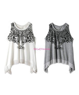 Japan Leopard Head Front Animal Print Chiffon Hem Drapery Relaxed Tank! - $9.50