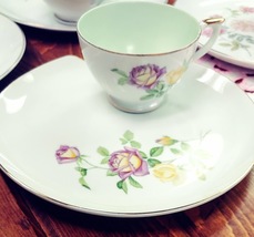 LEFTON FINE CHINA SNACK PLATE & CUP SET of four NE2108 image 6